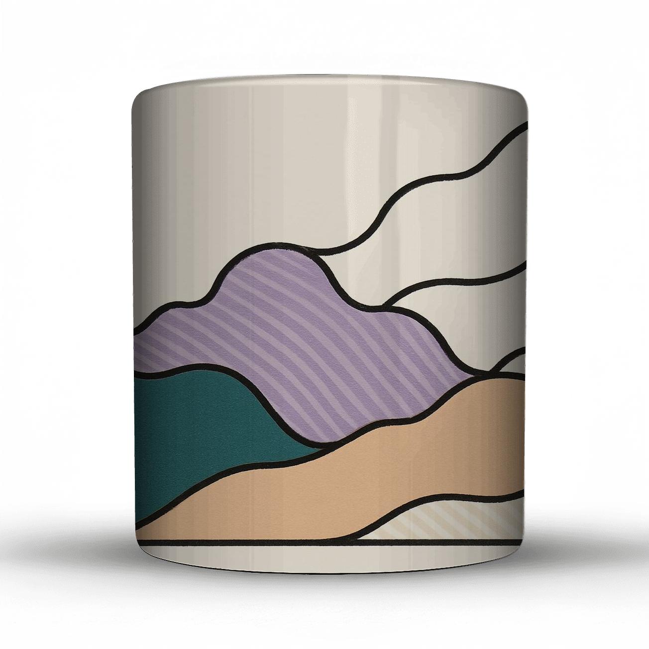 Tidal Geometry Waveform ceramic coffee mugs