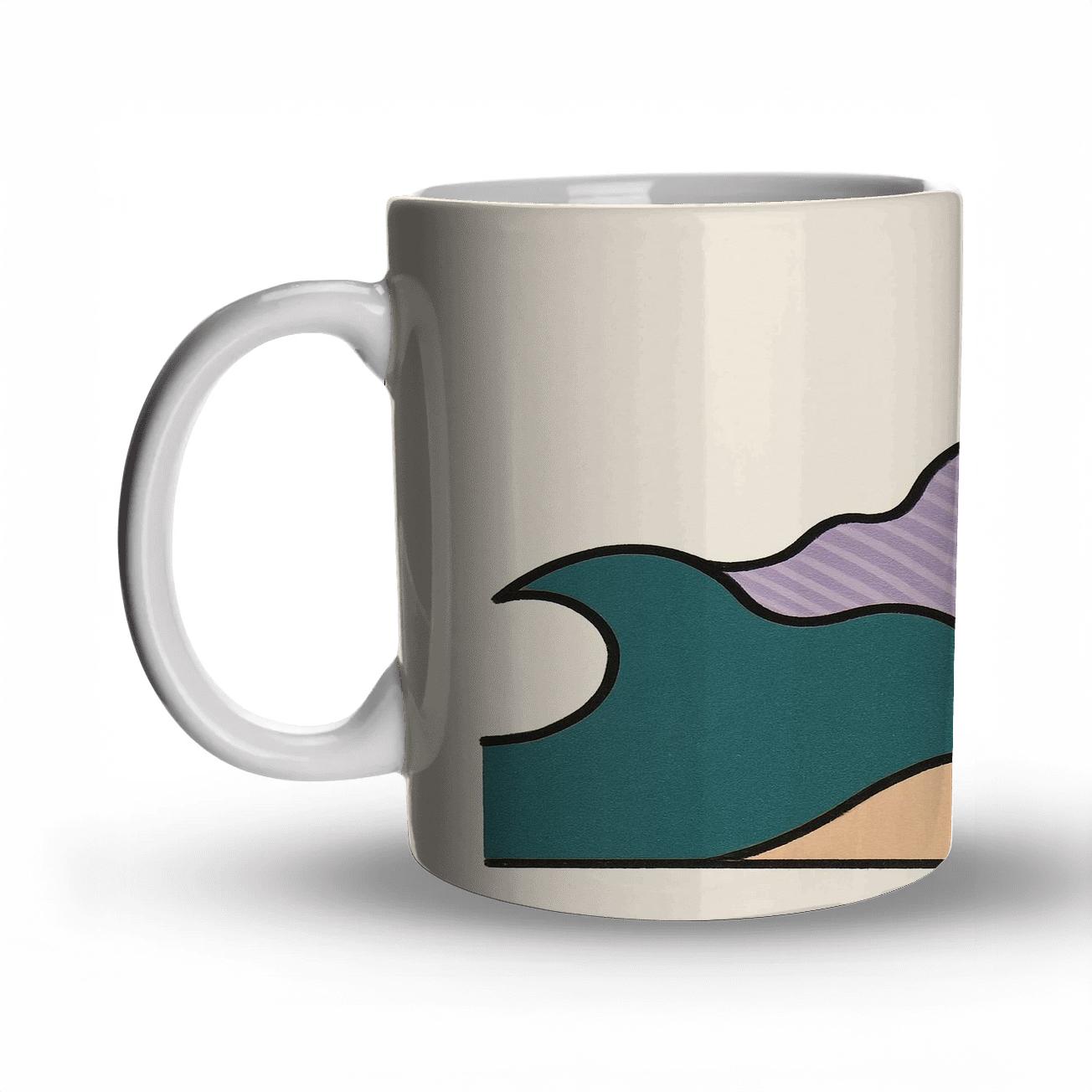 Tidal Geometry Waveform ceramic coffee mugs