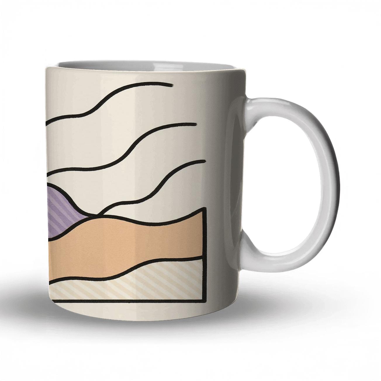 Tidal Geometry Waveform ceramic coffee mugs