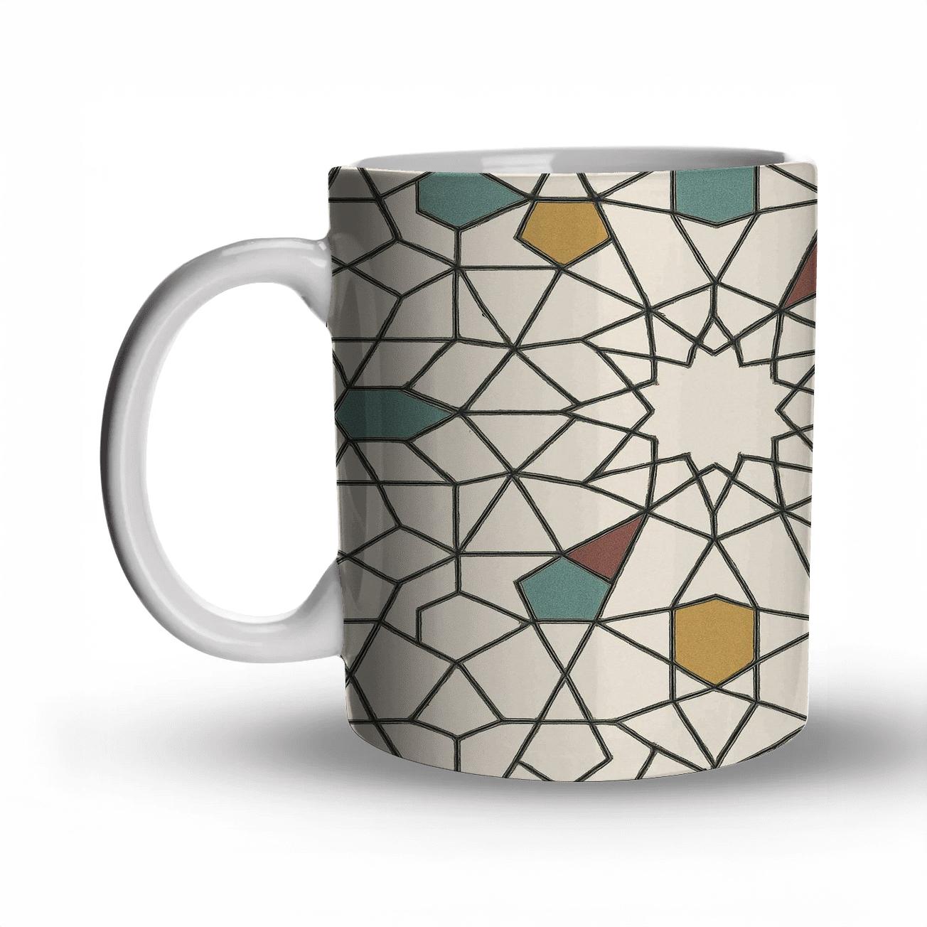 Andalusian Girih Star Lattice Minimal travel mugs with handles