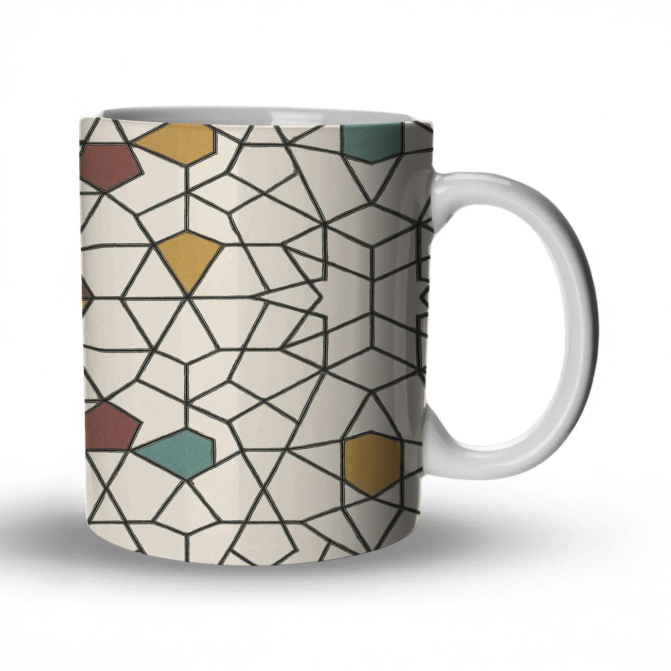 Andalusian Girih Star Lattice Minimal travel mugs with handles