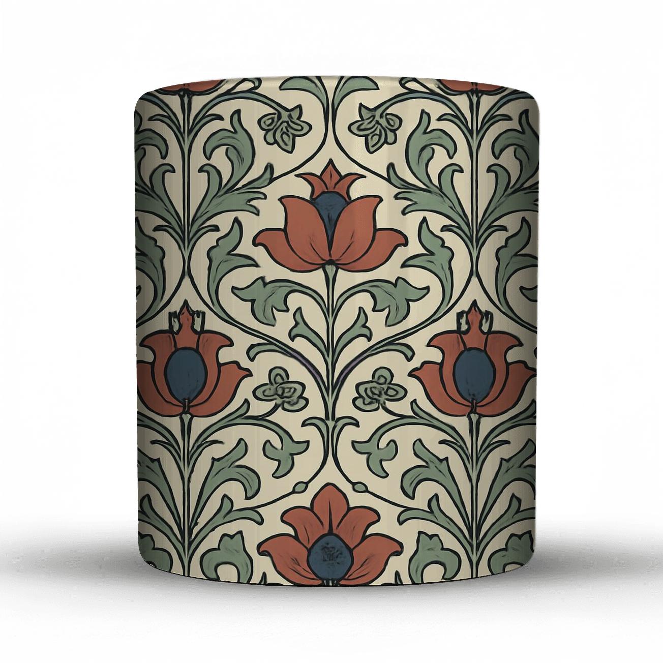 Arts And Crafts Indigo Botanical Tilework personalized mugs