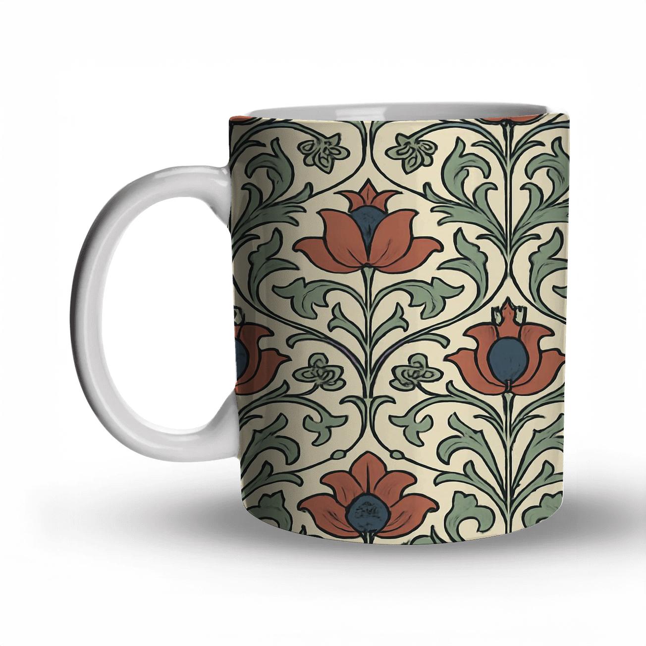 Arts And Crafts Indigo Botanical Tilework personalized mugs