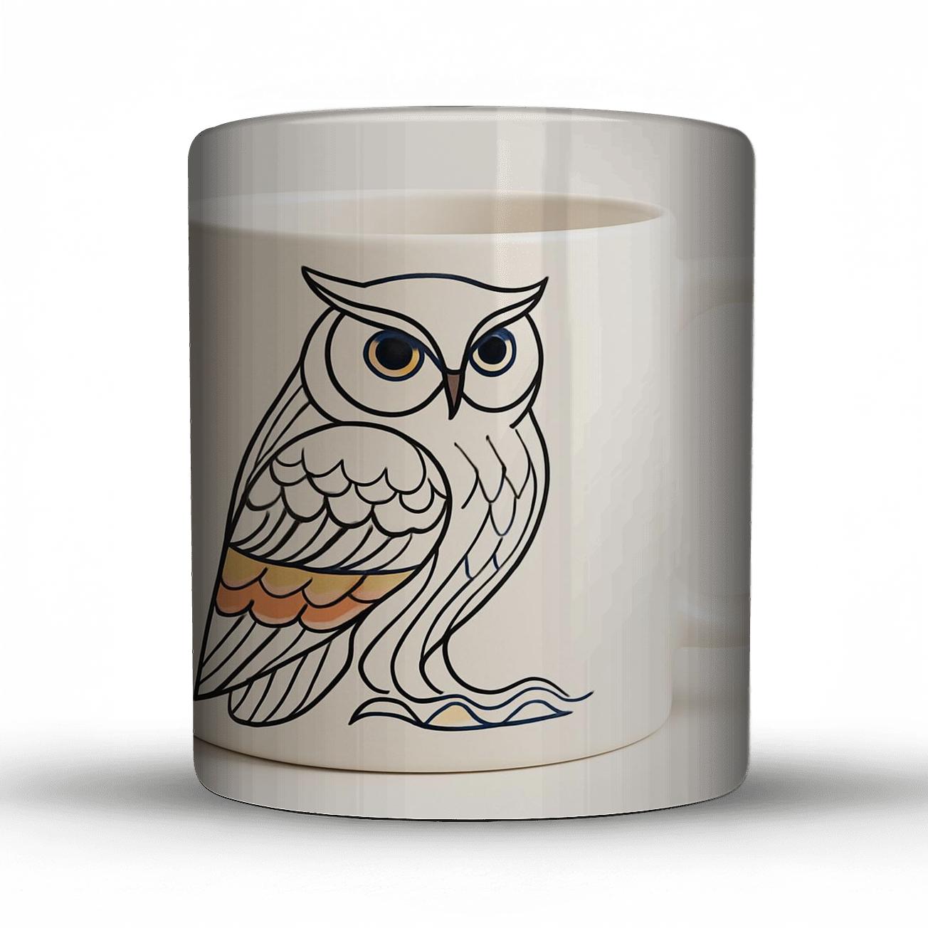 Ukiyoe Owl Minimal Line Pattern Wrap gift mugs for occasions