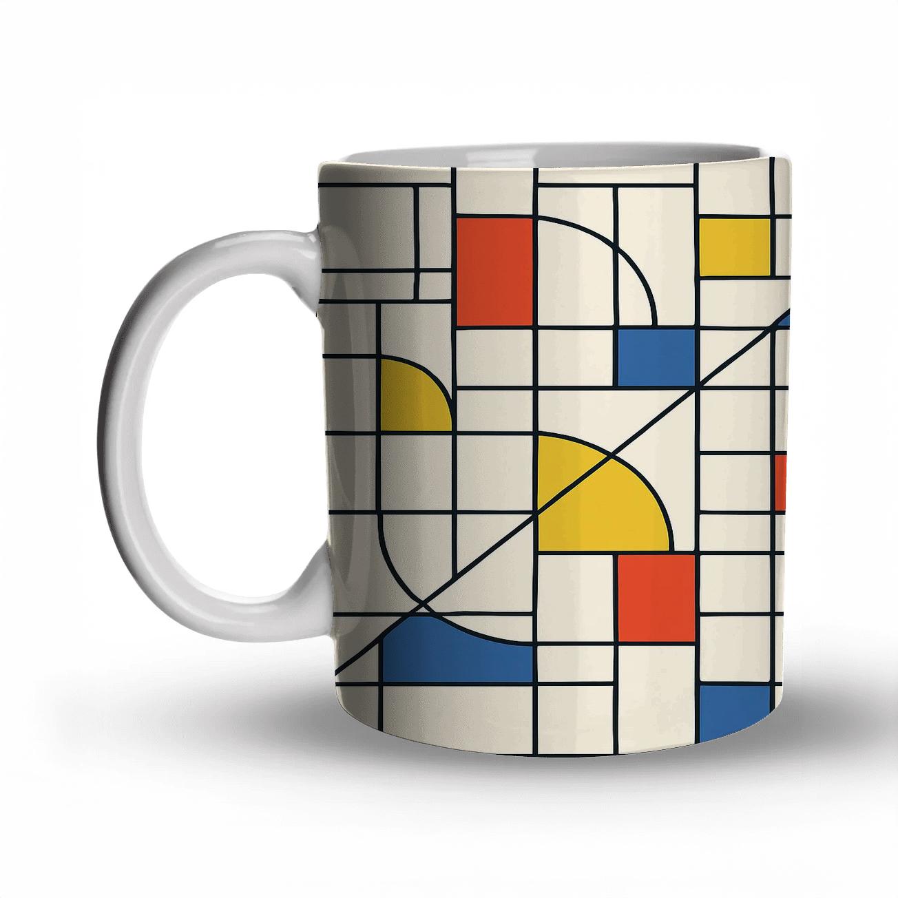 Bauhaus De Stijl Harmonic Grid decorative mug sets