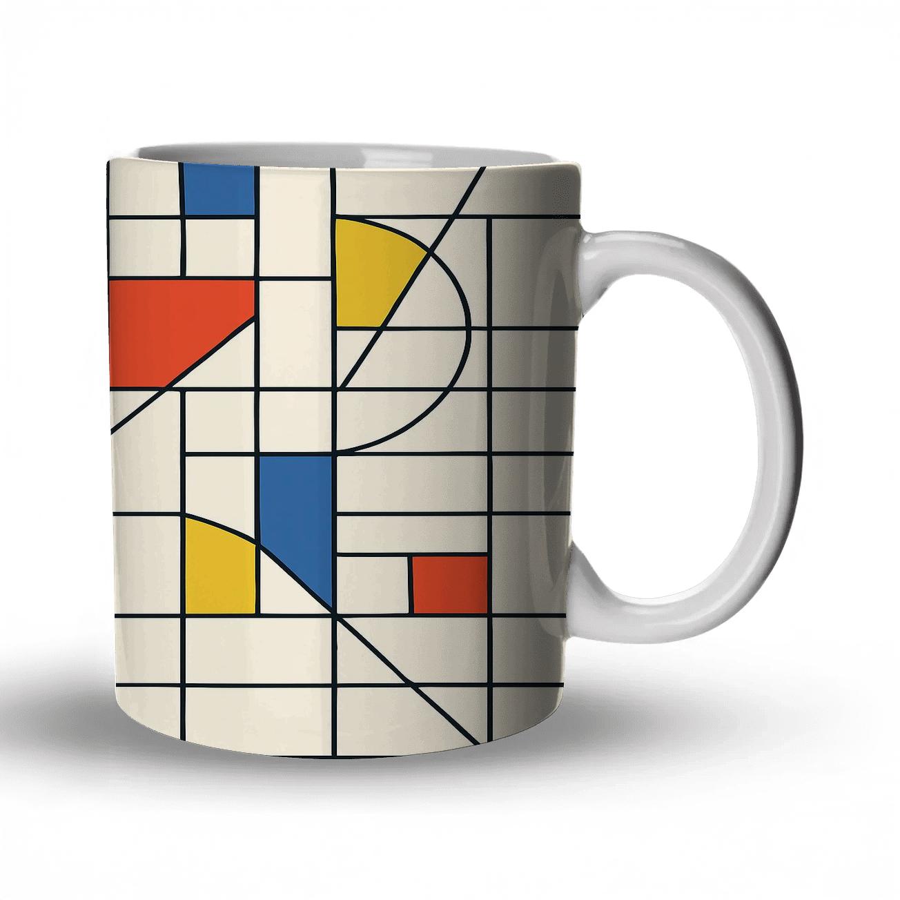 Bauhaus De Stijl Harmonic Grid decorative mug sets