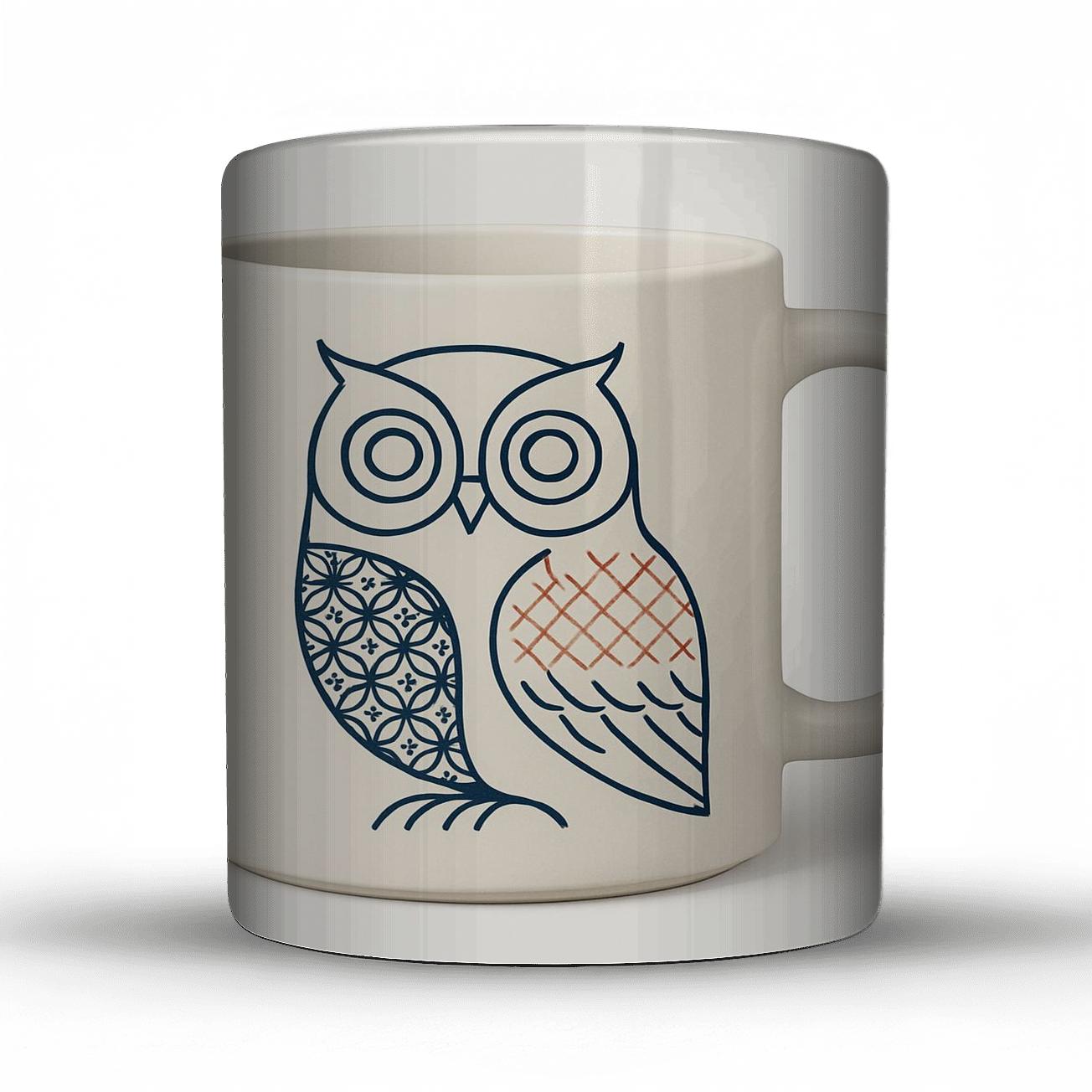 Moonlit Owl Ainu Sashiko Spiral novelty coffee mugs
