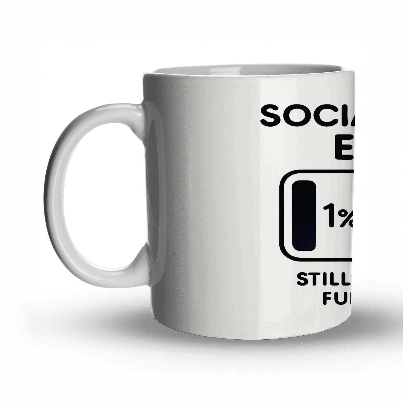 Social Battery Redshifted ceramic coffee mugs