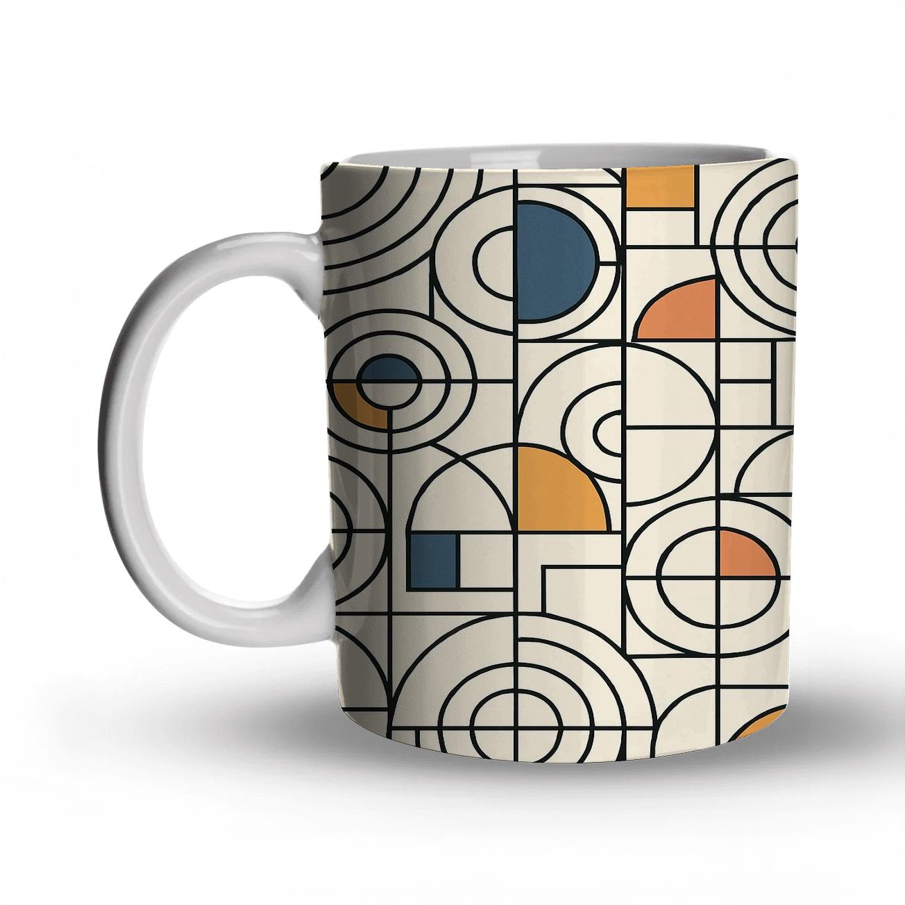 Bauhaus Orphic Zodiac Circuit Pattern travel mugs with handles