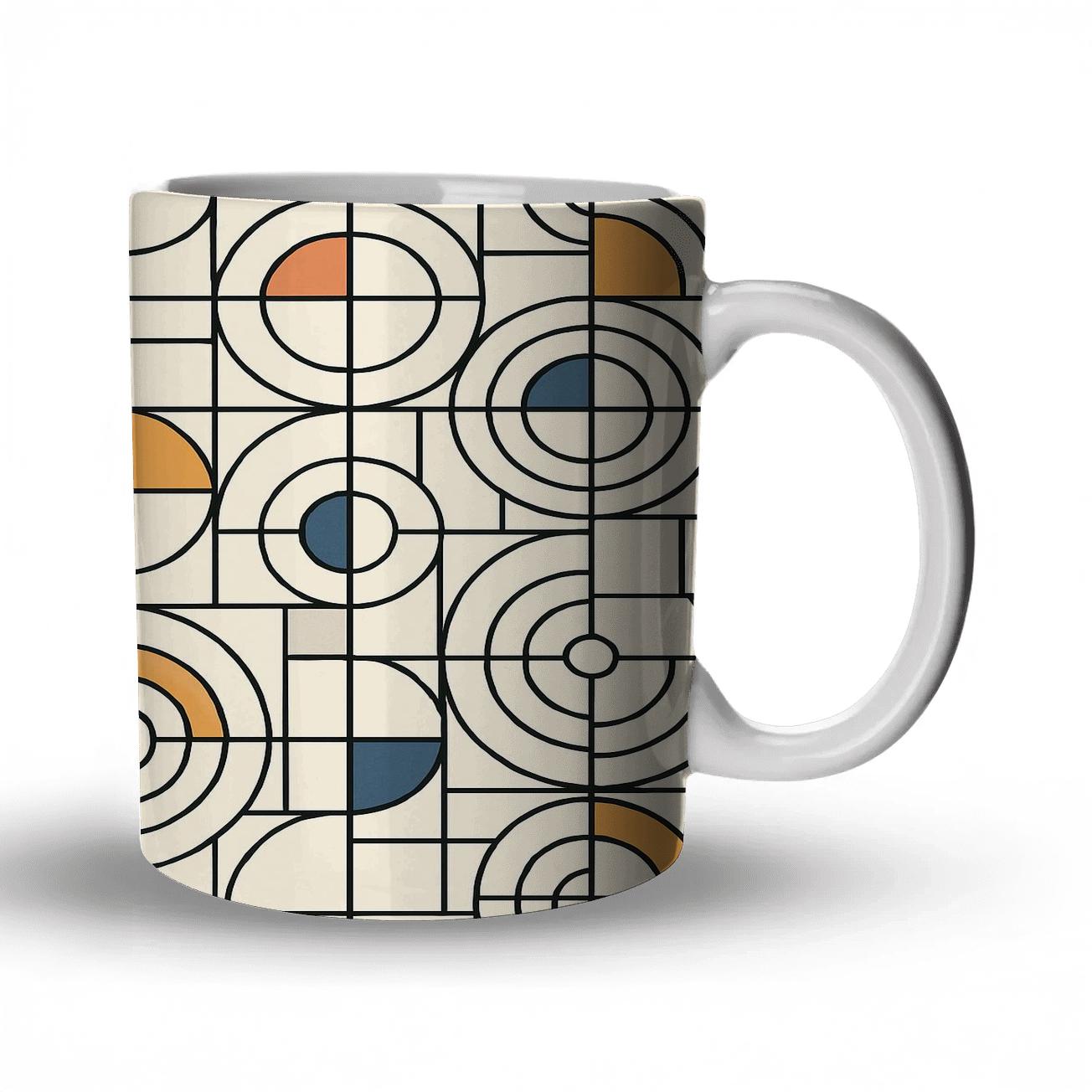 Bauhaus Orphic Zodiac Circuit Pattern travel mugs with handles
