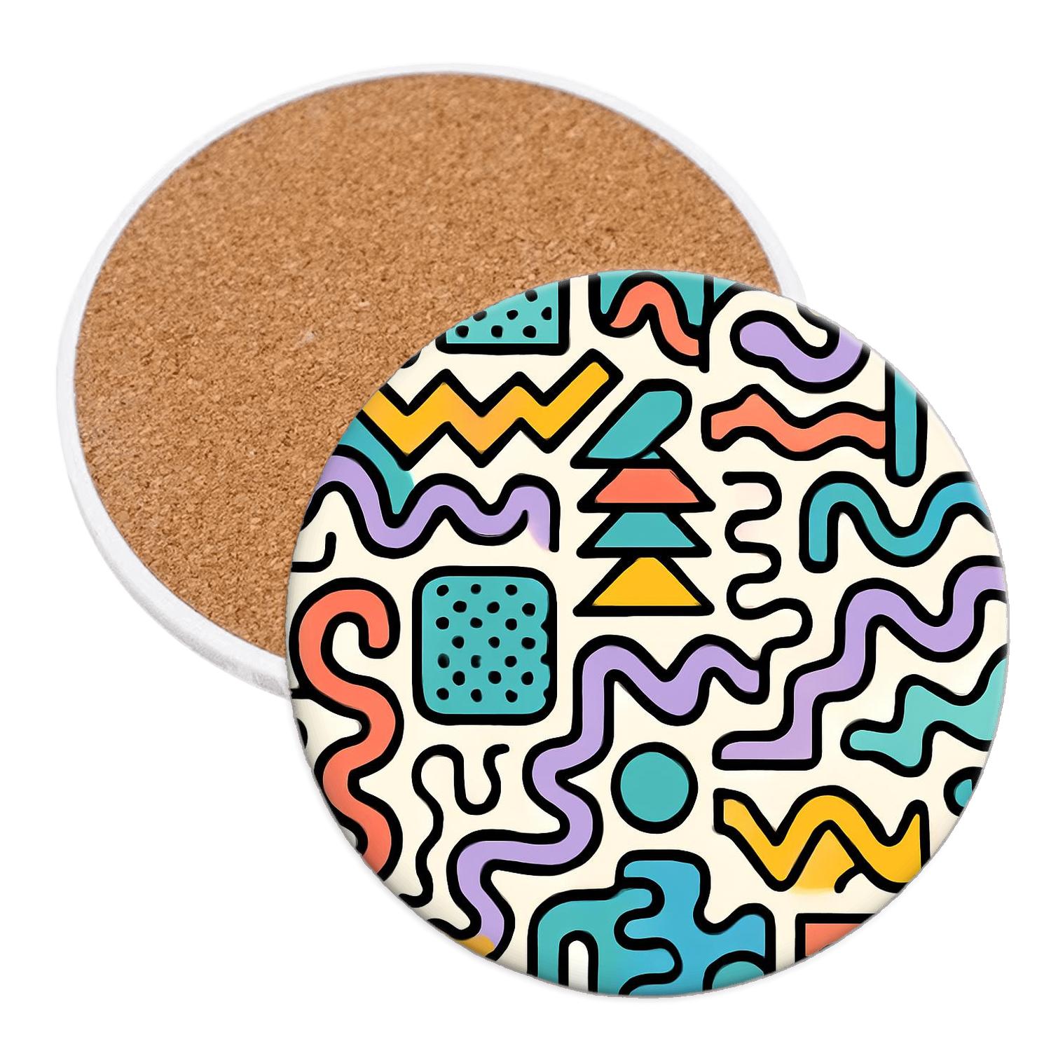 Memphis Milano Carnival Glyphs Line Art elegant tabletop coasters