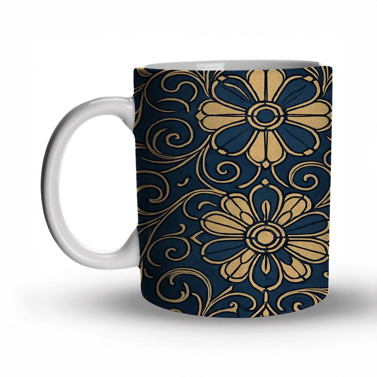Art Nouveau Celestial Filigree Rosettes travel mugs with handles