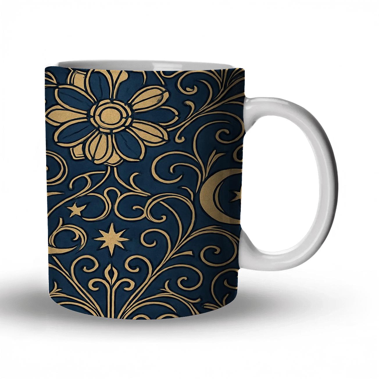 Art Nouveau Celestial Filigree Rosettes travel mugs with handles