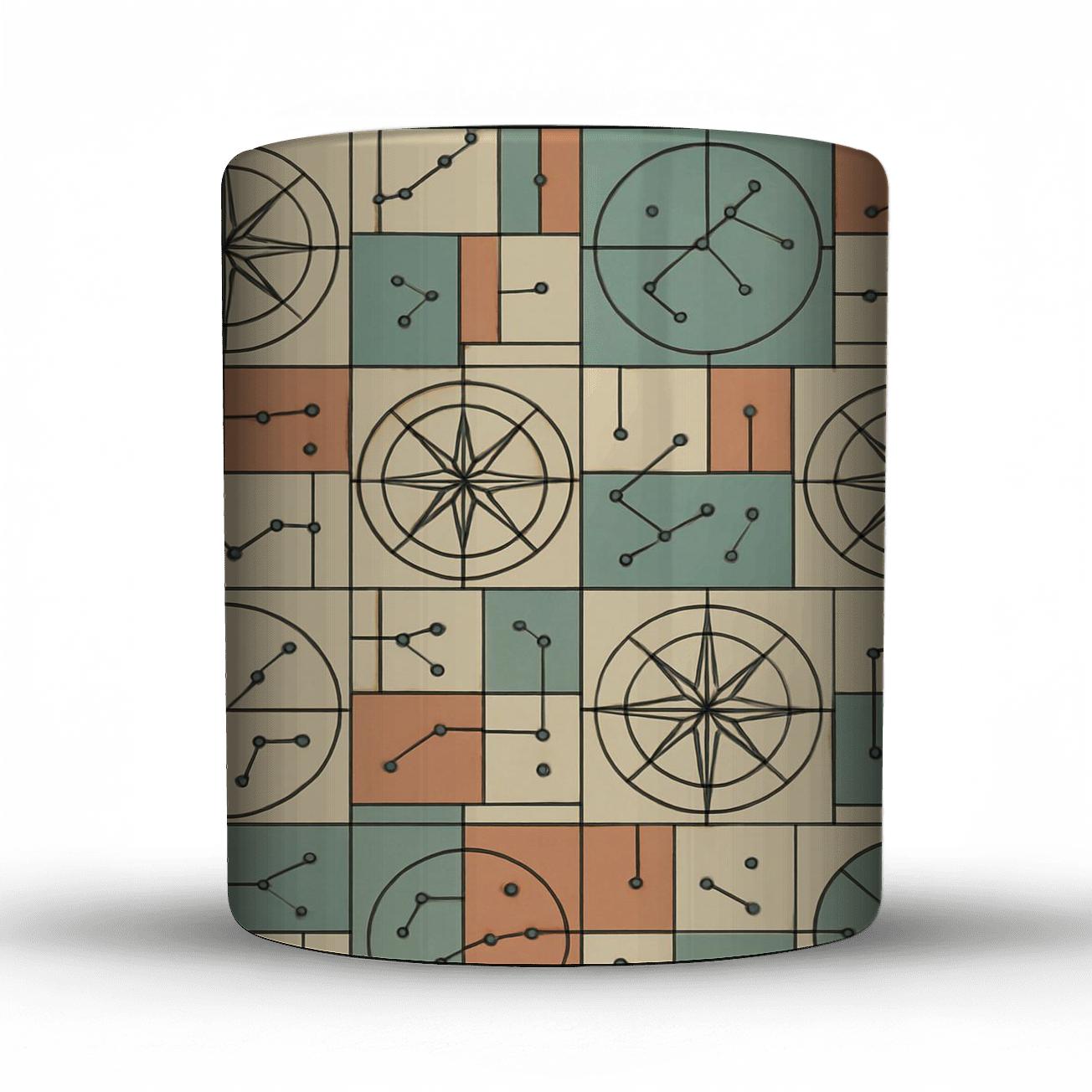 Viennese Secession Star Chart Geometry travel mugs with handles
