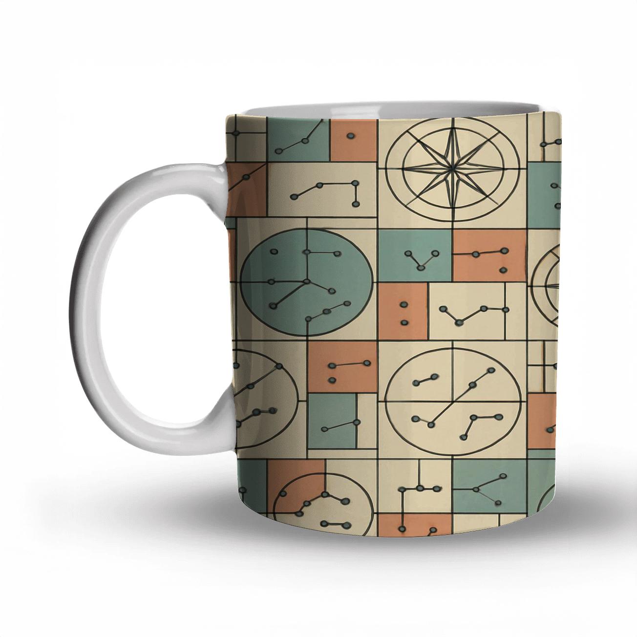 Viennese Secession Star Chart Geometry travel mugs with handles