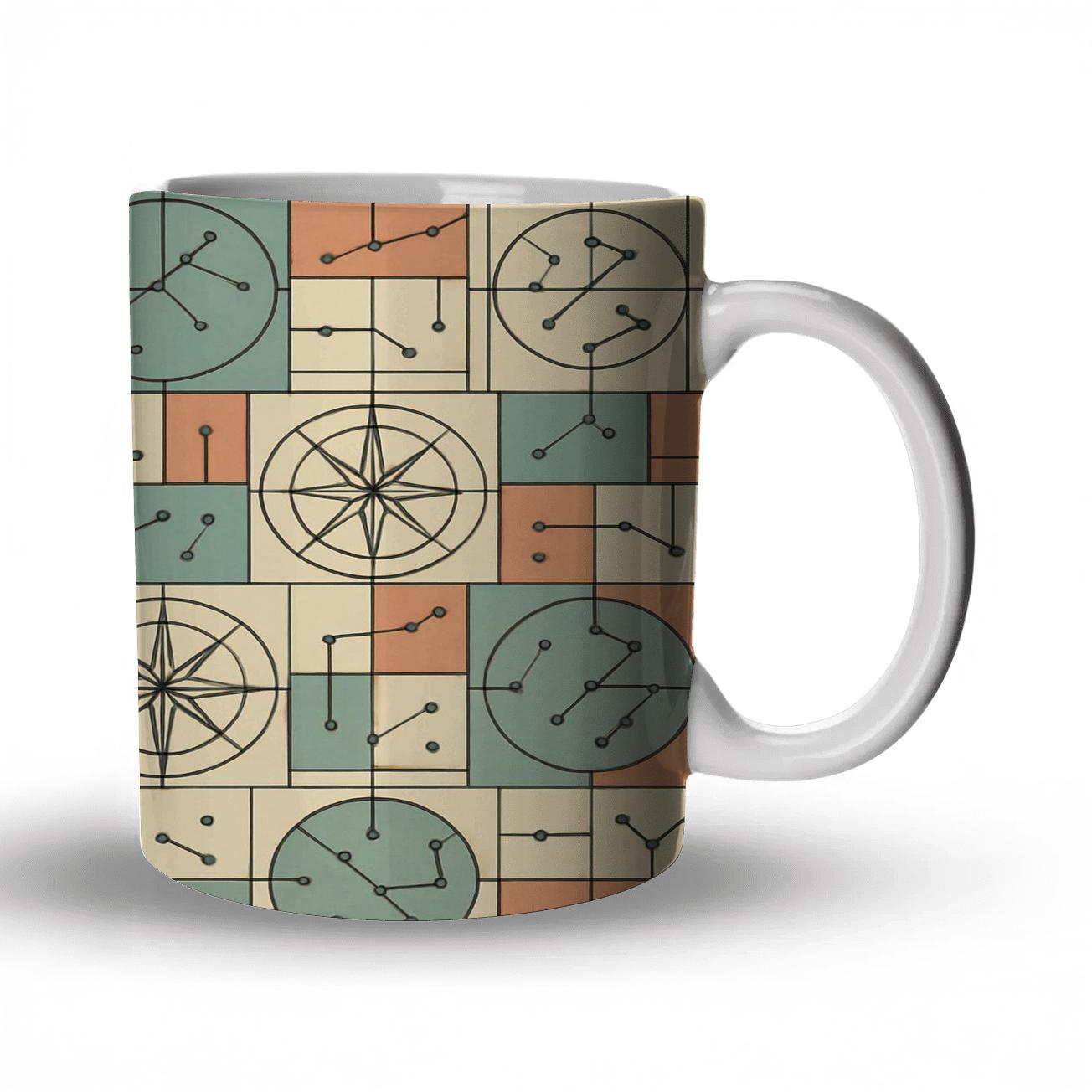Viennese Secession Star Chart Geometry travel mugs with handles