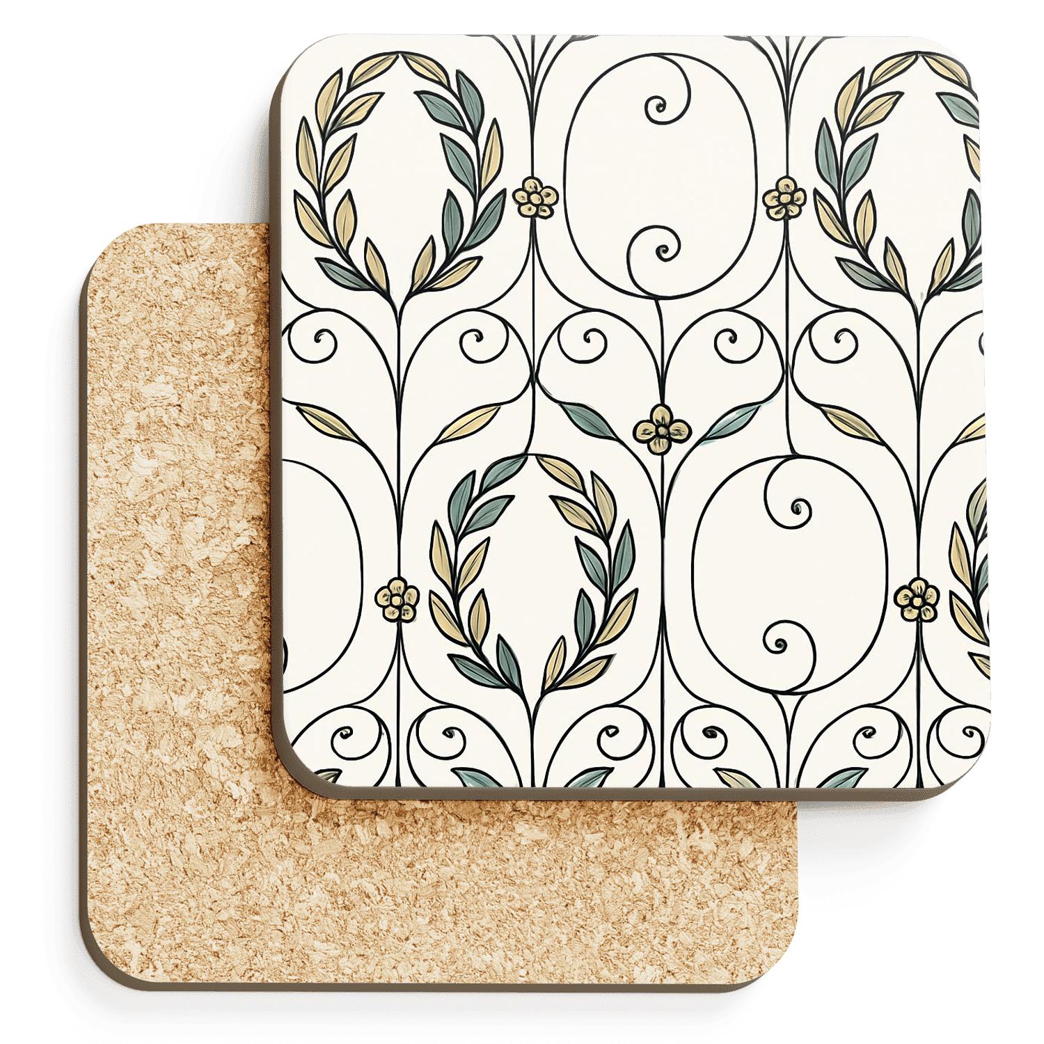 Vienna Secession Laurel Whiplash Grid personalized drink coasters