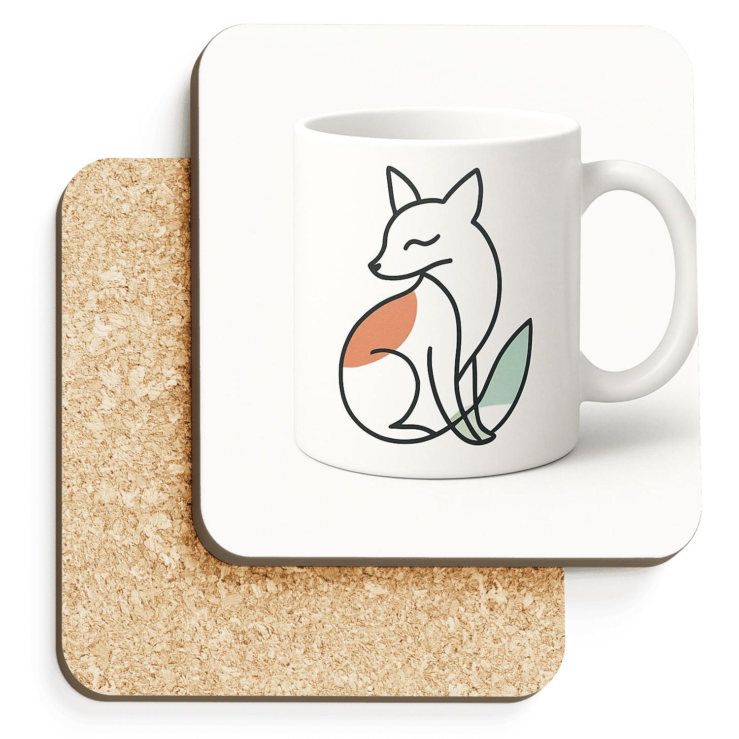 Bauhaus Fox Spiral Mug Line Art coasters for home decor