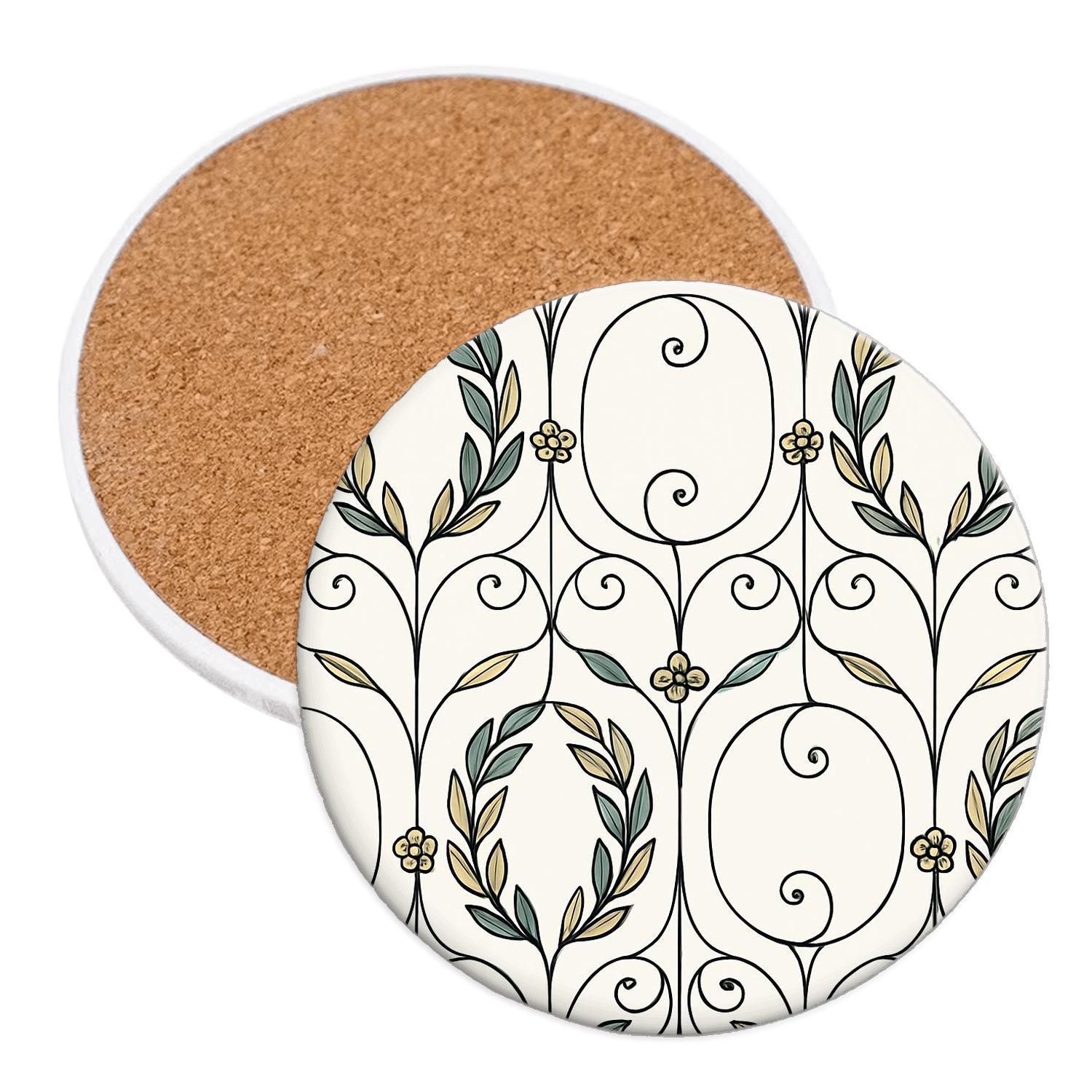 Vienna Secession Laurel Whiplash Grid custom engraved coasters