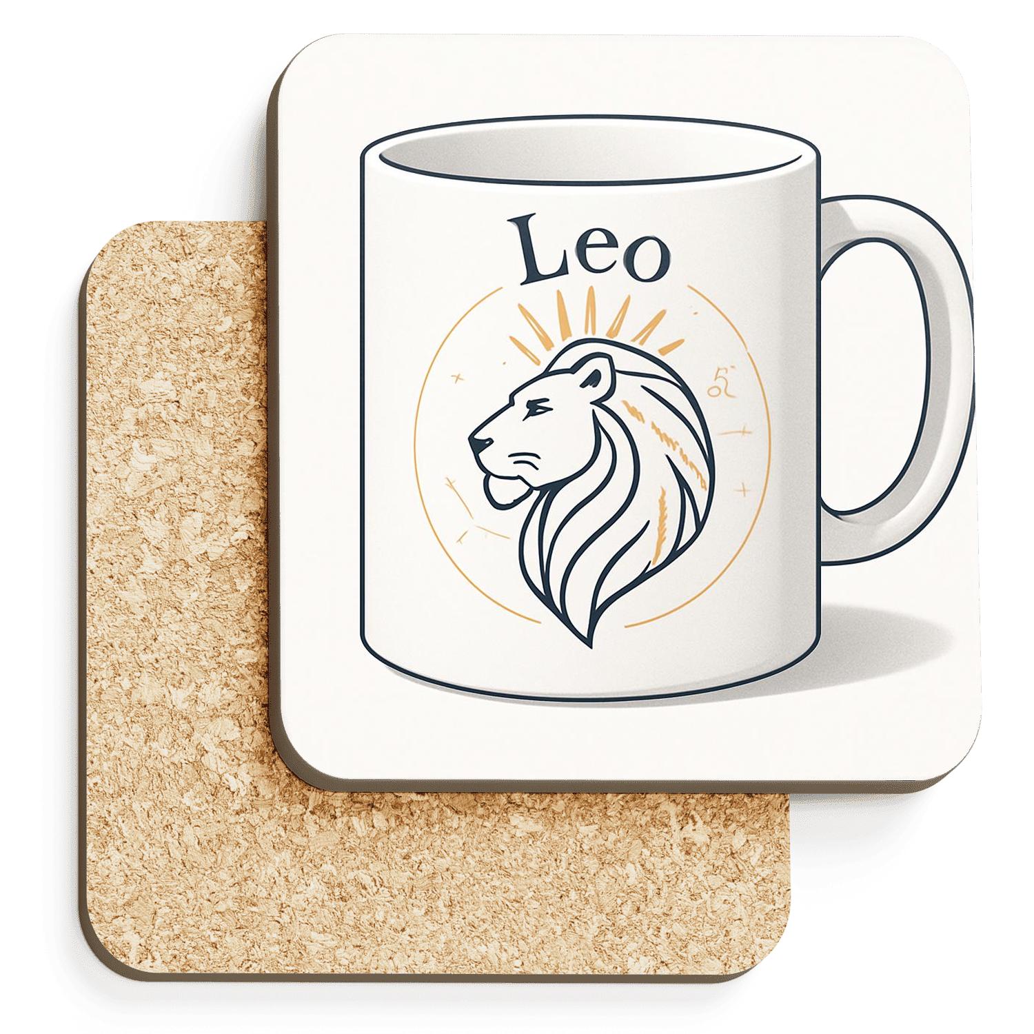 Leo Solar Regency Line Art Mug Design personalized drink coasters