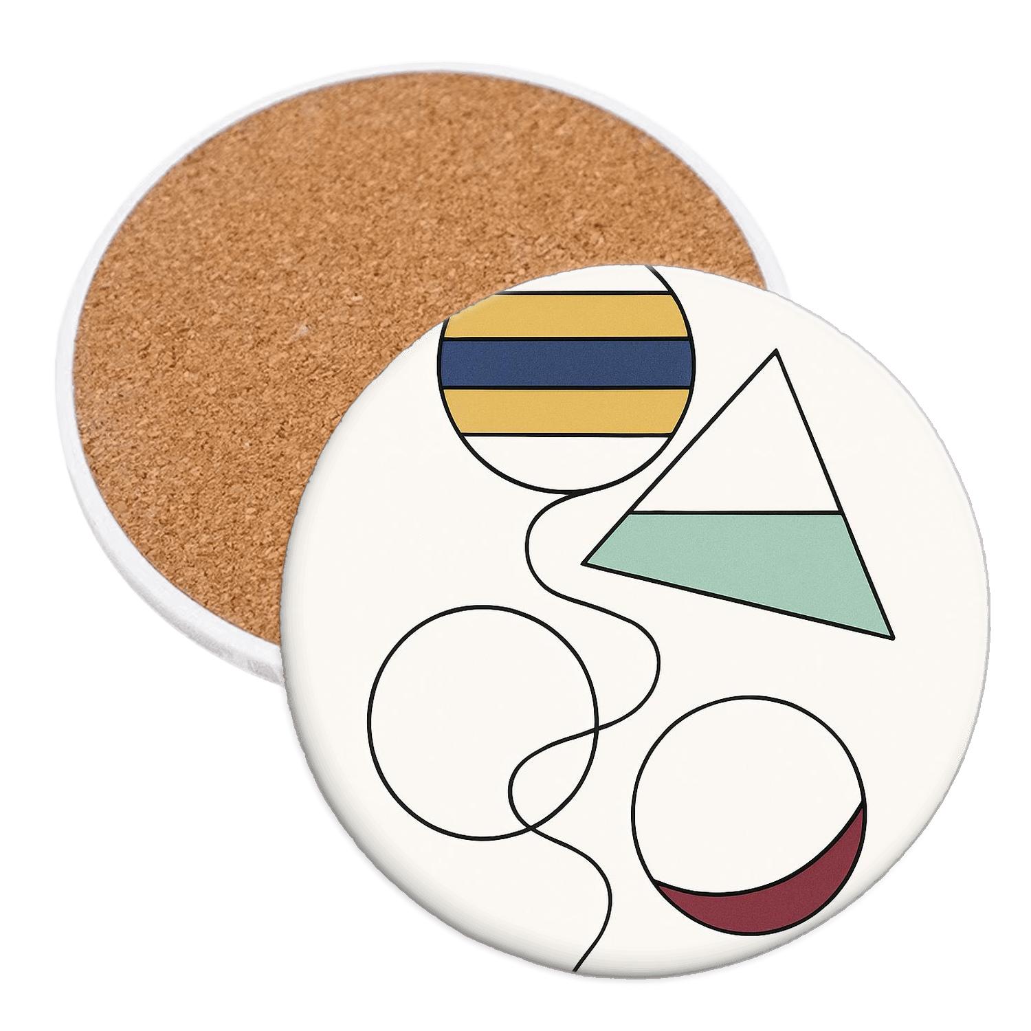 Orbital Geometry River cork coaster sets