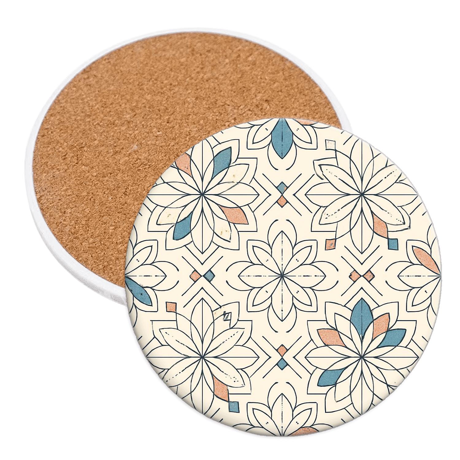 Mughal Jali Rosette Trellis With Deco Accents coasters for home decor