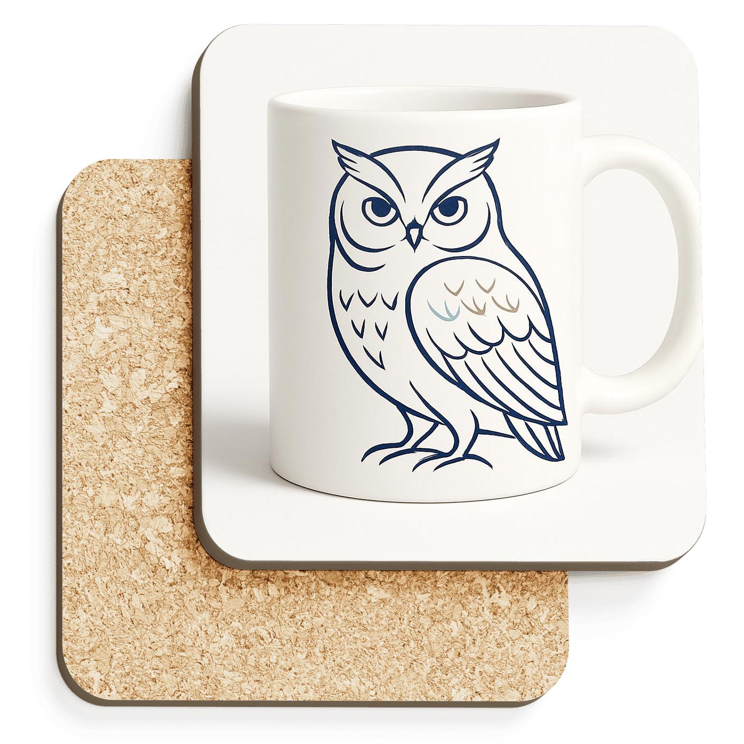 Ukiyo E Owl Crest Minimal Pattern Mug absorbent drink coasters