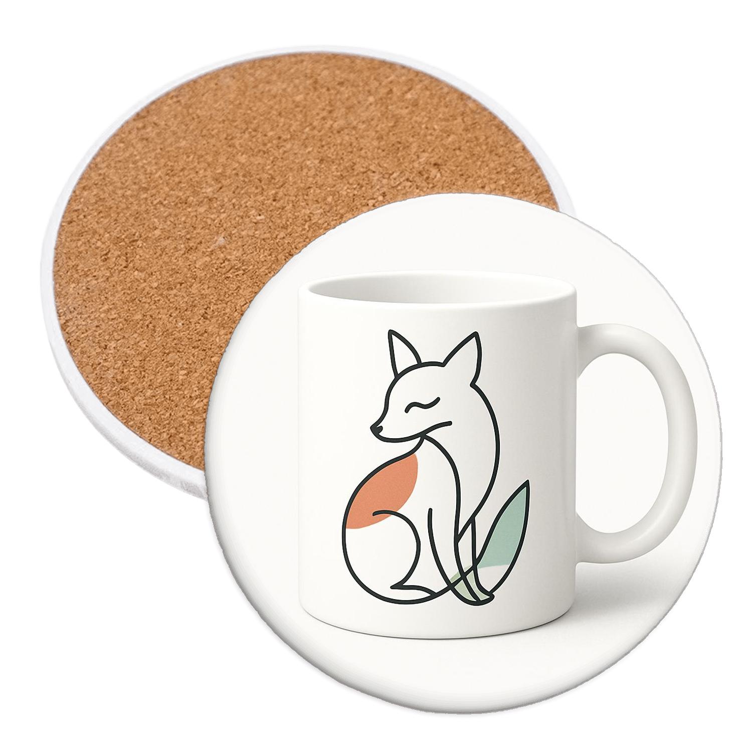 Bauhaus Fox Spiral Mug Line Art elegant tabletop coasters