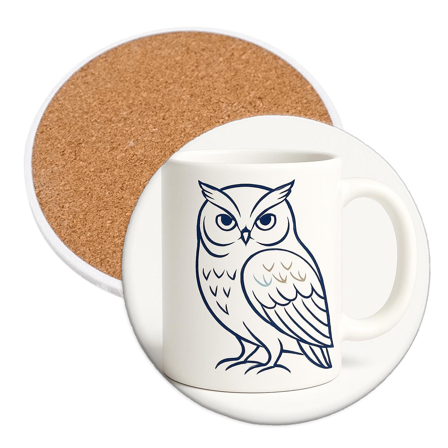 Ukiyo E Owl Crest Minimal Pattern Mug elegant tabletop coasters