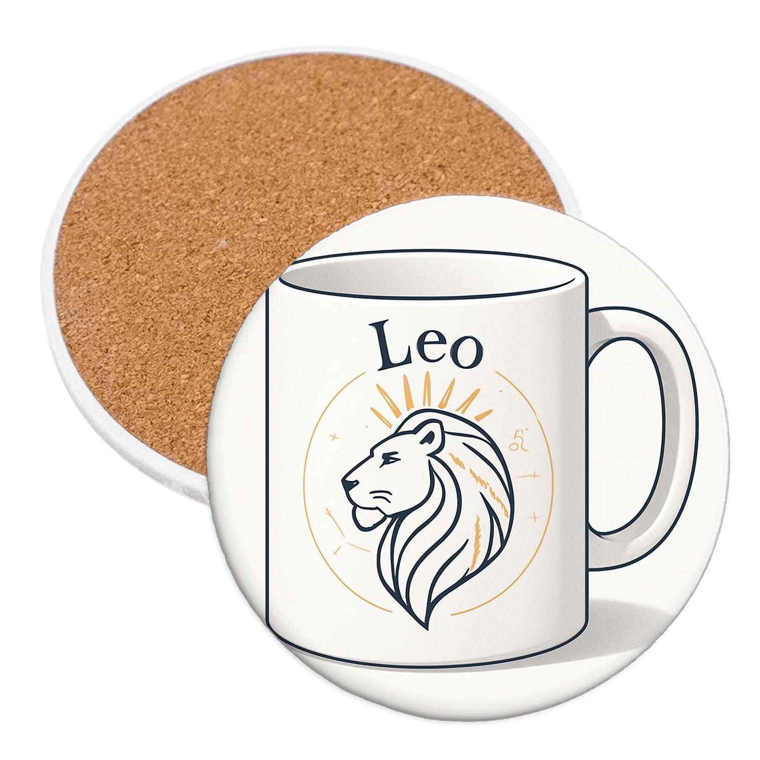 Leo Solar Regency Line Art Mug Design personalized drink coasters