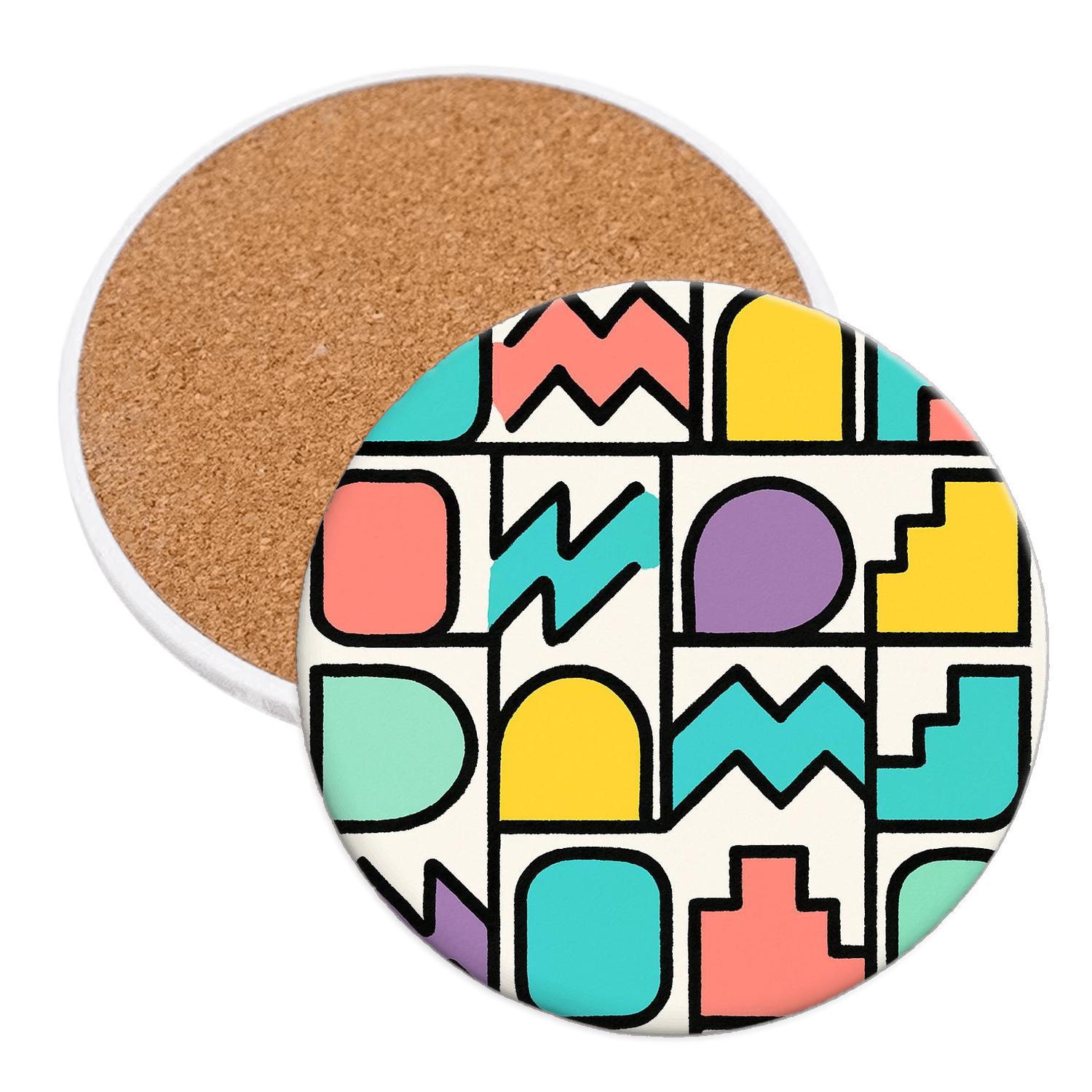 Memphis Metro Quilt Circuit absorbent drink coasters