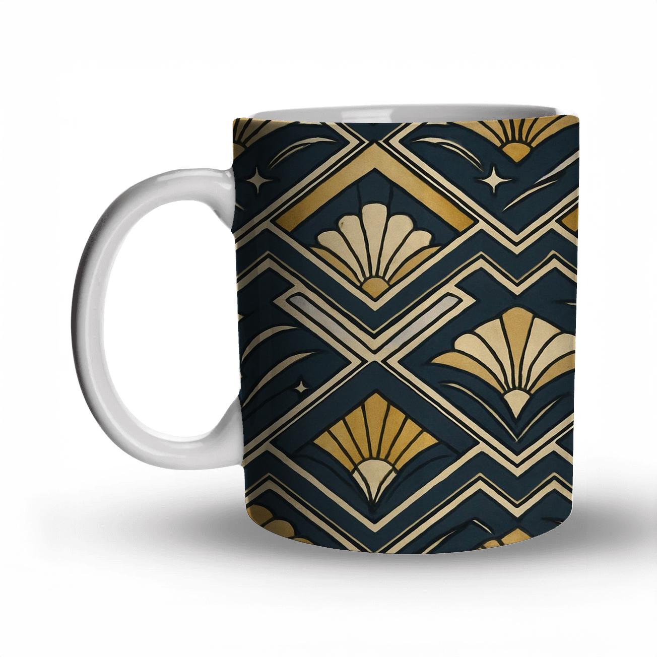 Art Deco Comet Chevron Filigree personalized mugs