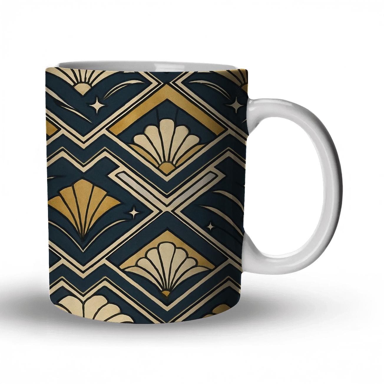 Art Deco Comet Chevron Filigree personalized mugs
