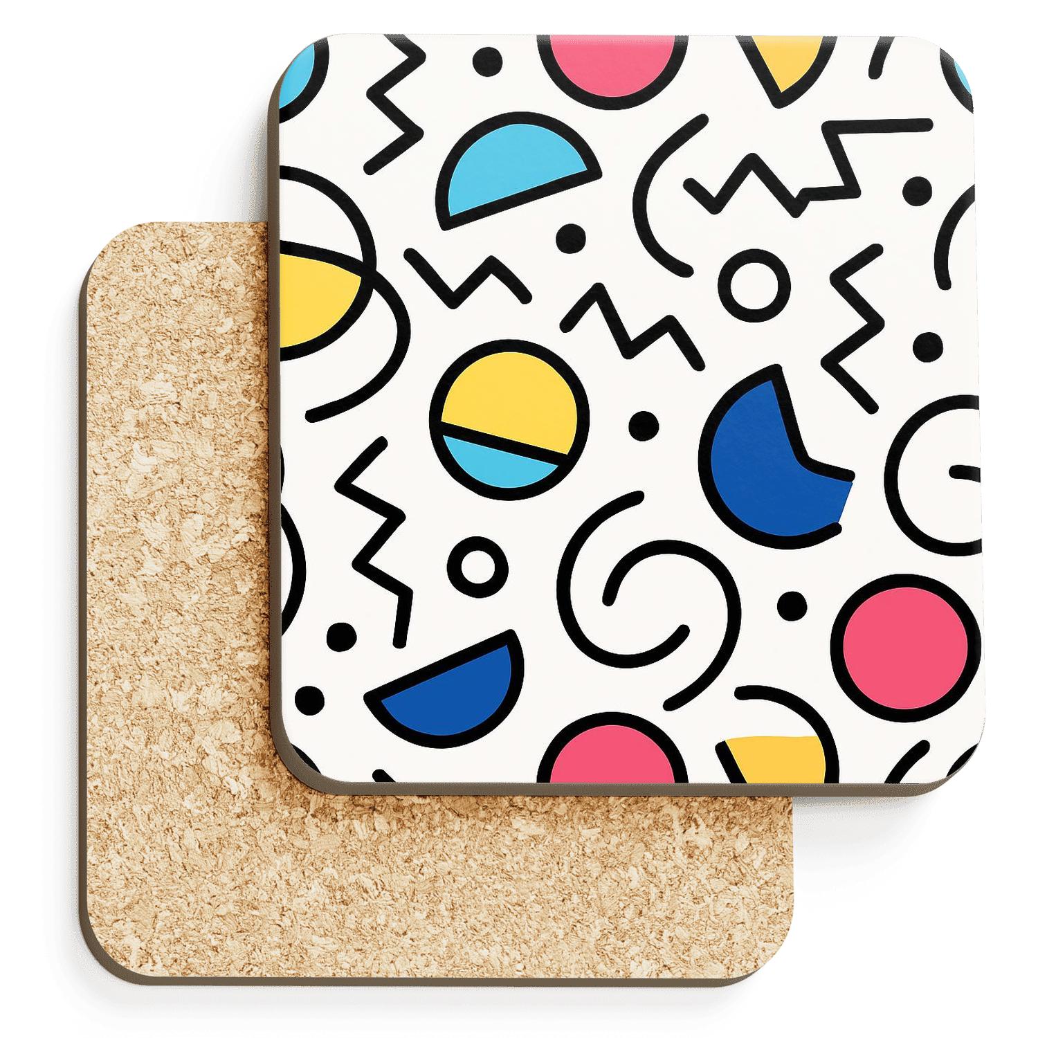 Memphis Orbit Linework decorative beverage coasters