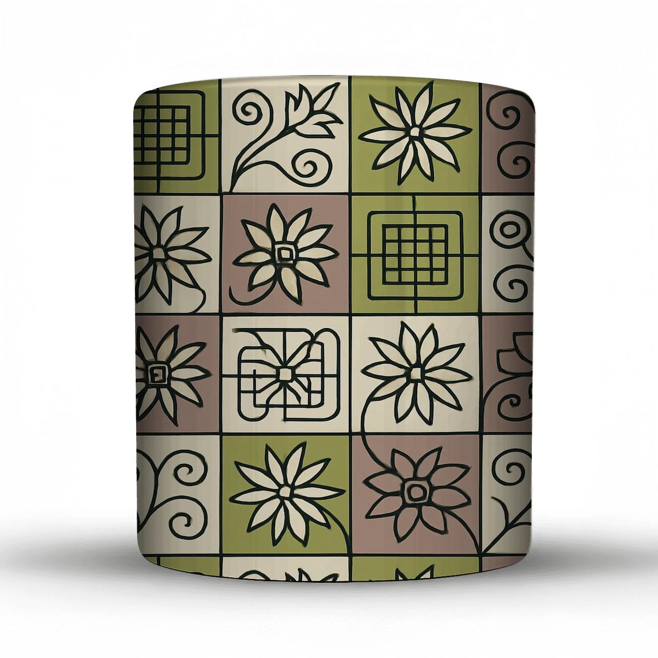 Vienna Secession Starflower Scrollwork travel mugs with handles