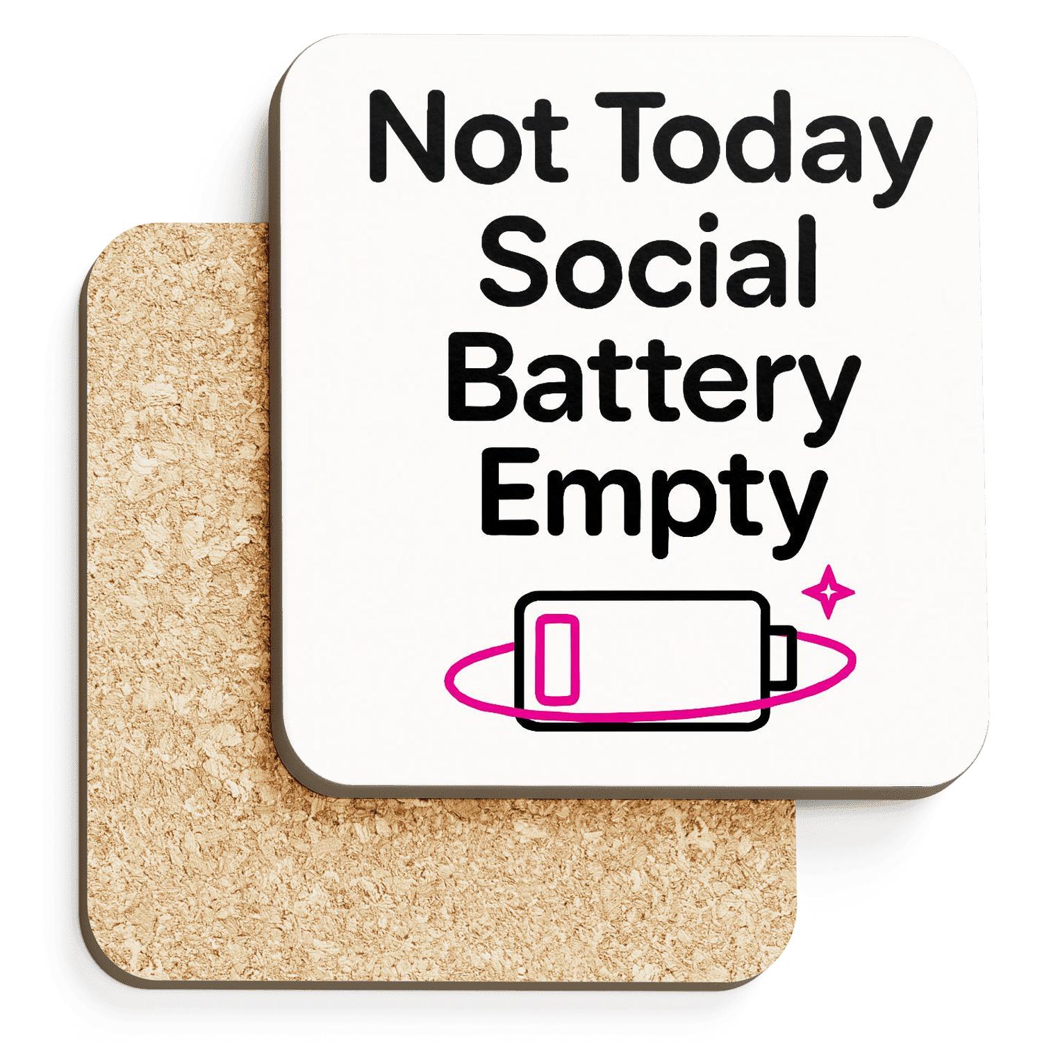 Social Battery Empty Orbit coasters for home decor