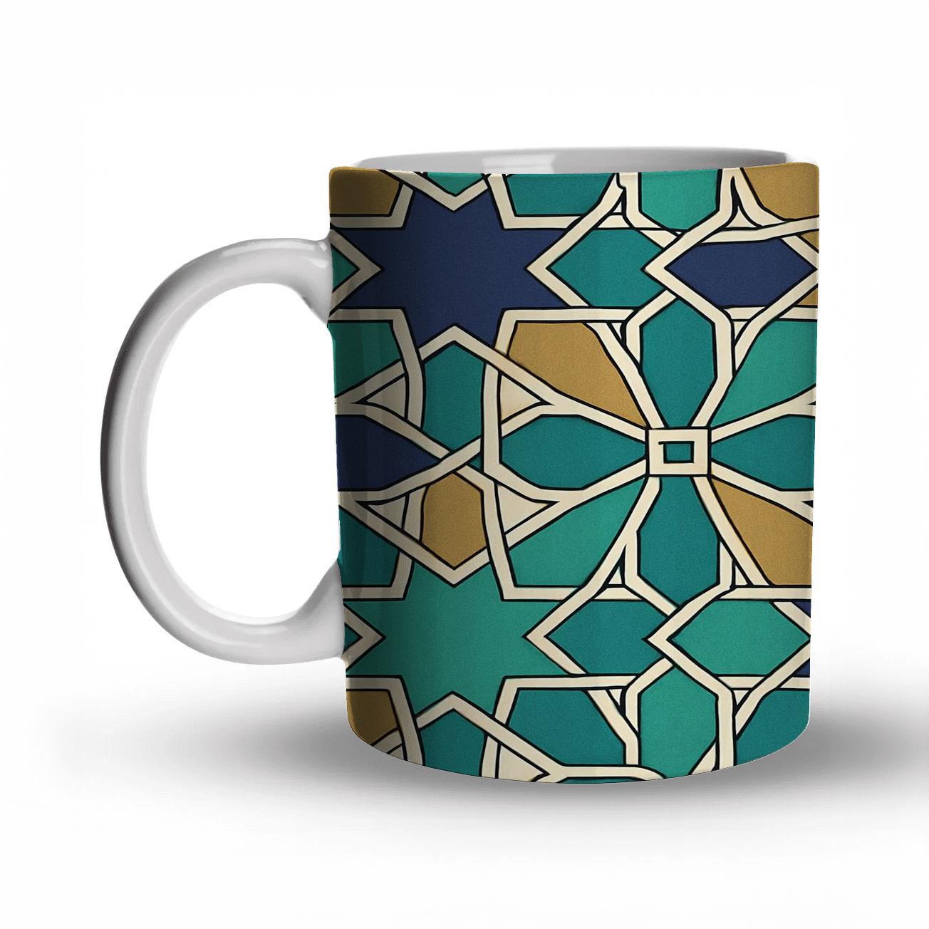 Islamic Girih Star Kites Minimal Interlace decorative mug sets