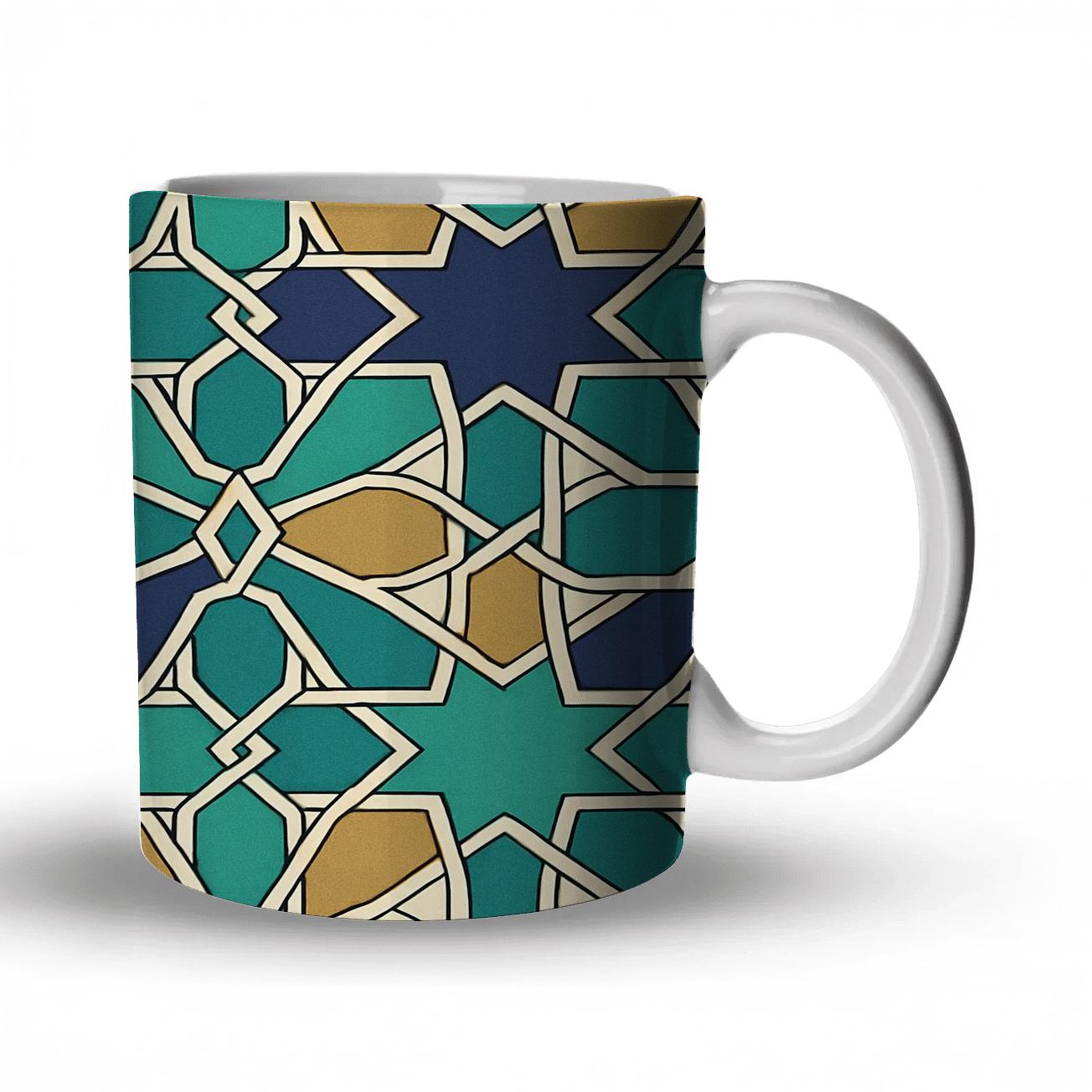 Islamic Girih Star Kites Minimal Interlace decorative mug sets