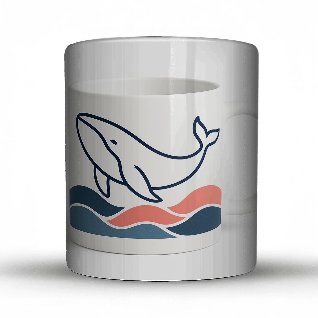 Ukiyo E Minimal Whale Wave Pattern Mug novelty coffee mugs