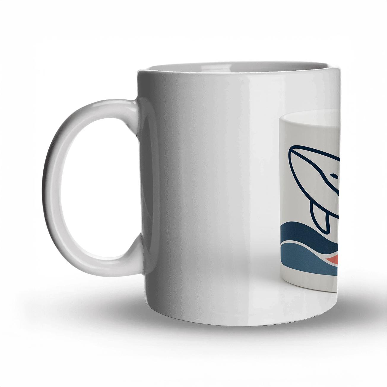 Ukiyo E Minimal Whale Wave Pattern Mug novelty coffee mugs