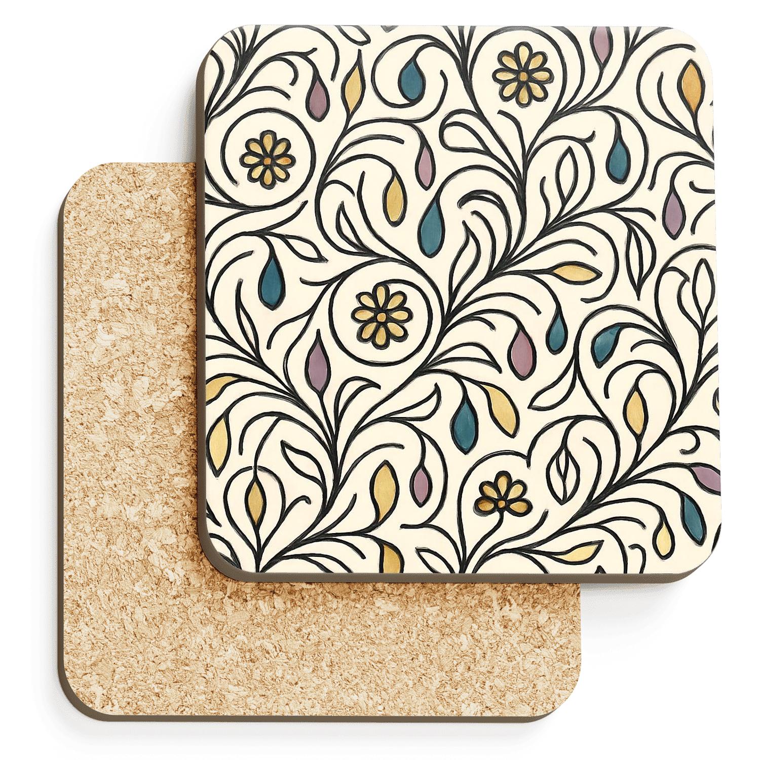 Art Nouveau Vienna Stellar Vine Scrollwork custom engraved coasters