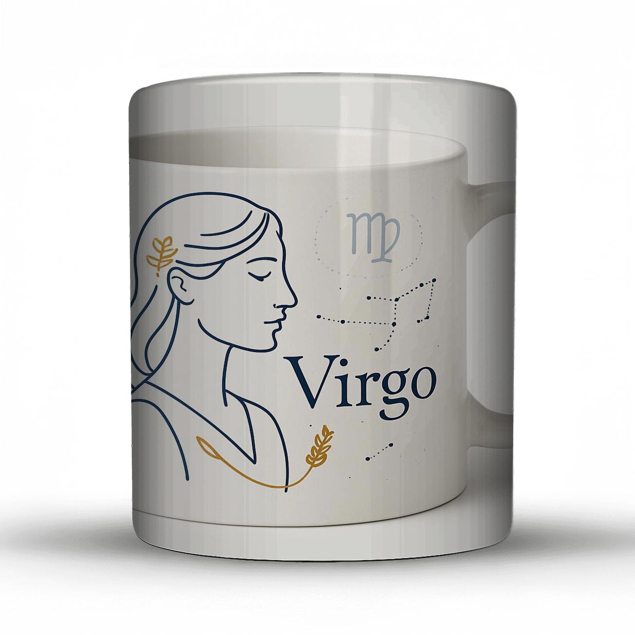 Virgo Maiden Star Chart Botanical Mug Line Art personalized mugs