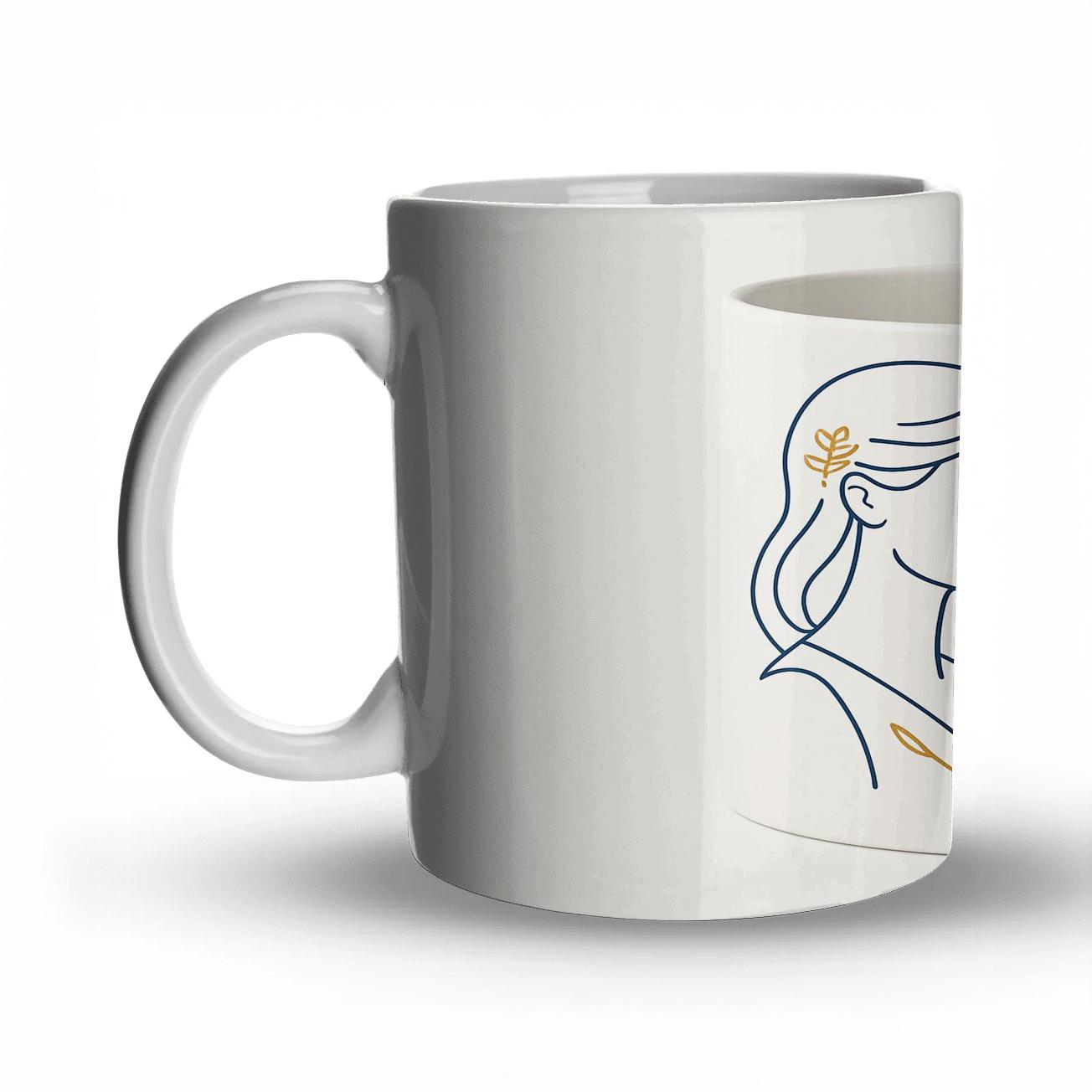 Virgo Maiden Star Chart Botanical Mug Line Art personalized mugs