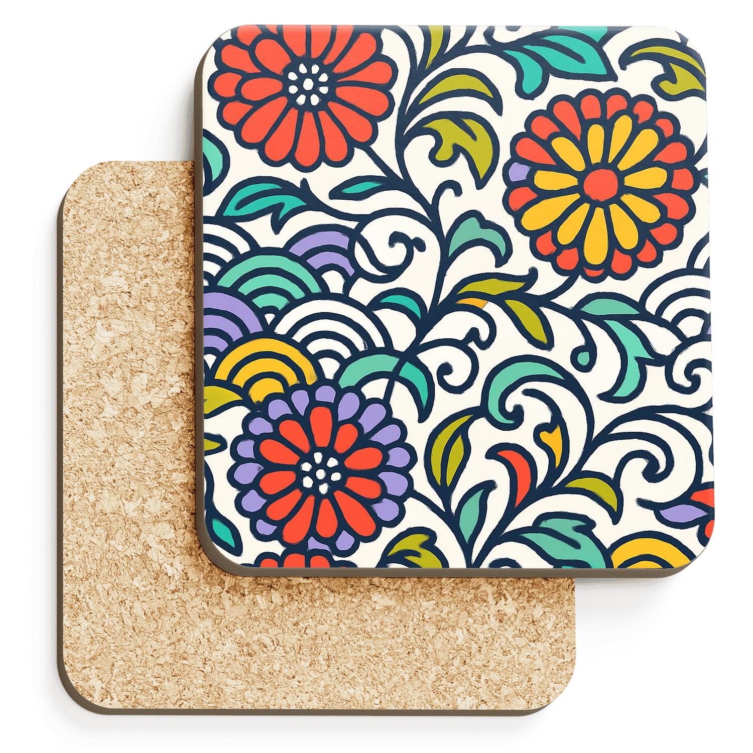 Ukiyo E Aurora Botanicals Line Art decorative beverage coasters