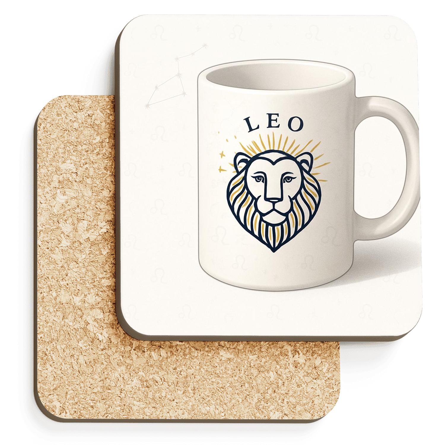 Leo Solar Crest Mug Line Art coasters for home decor