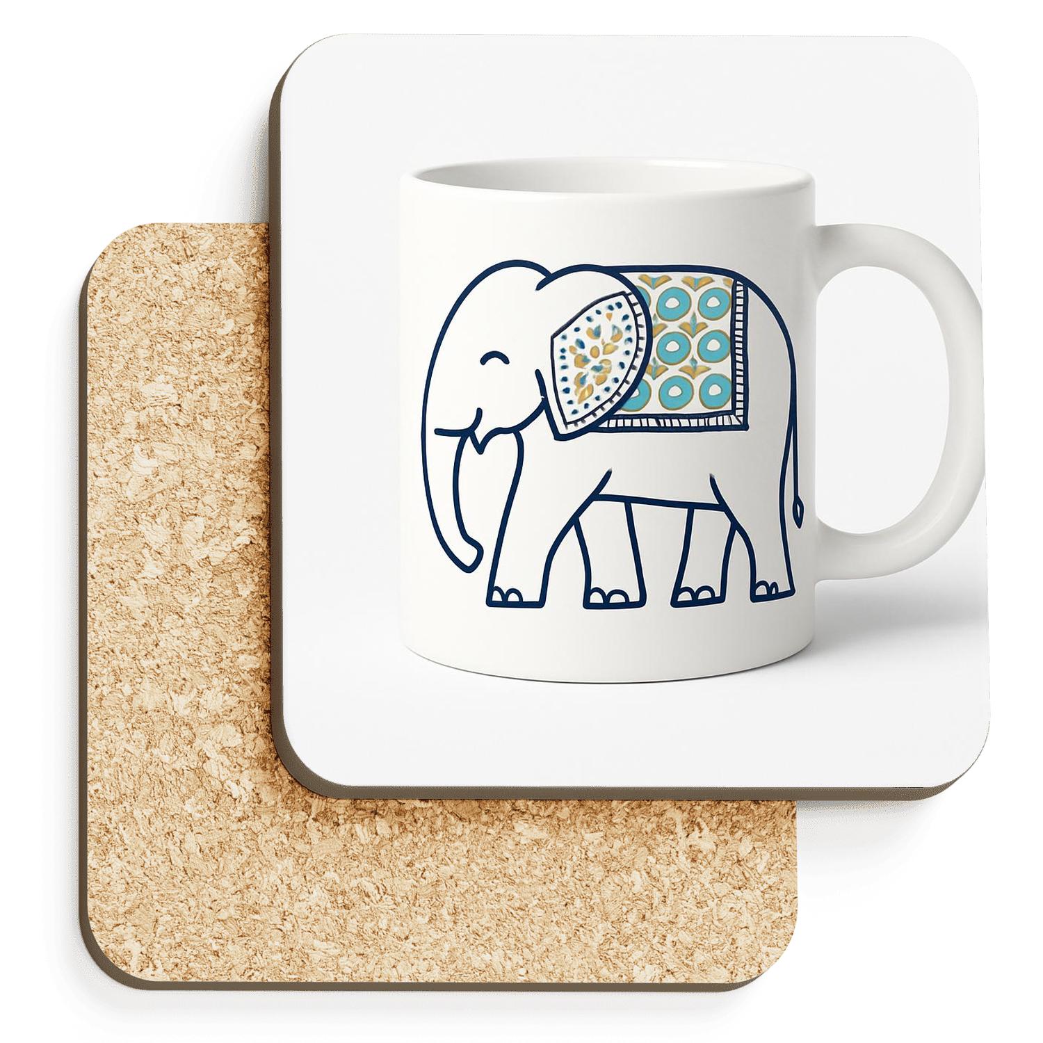 Madhubani Elephant Bauhaus Line Pattern stone coaster collections