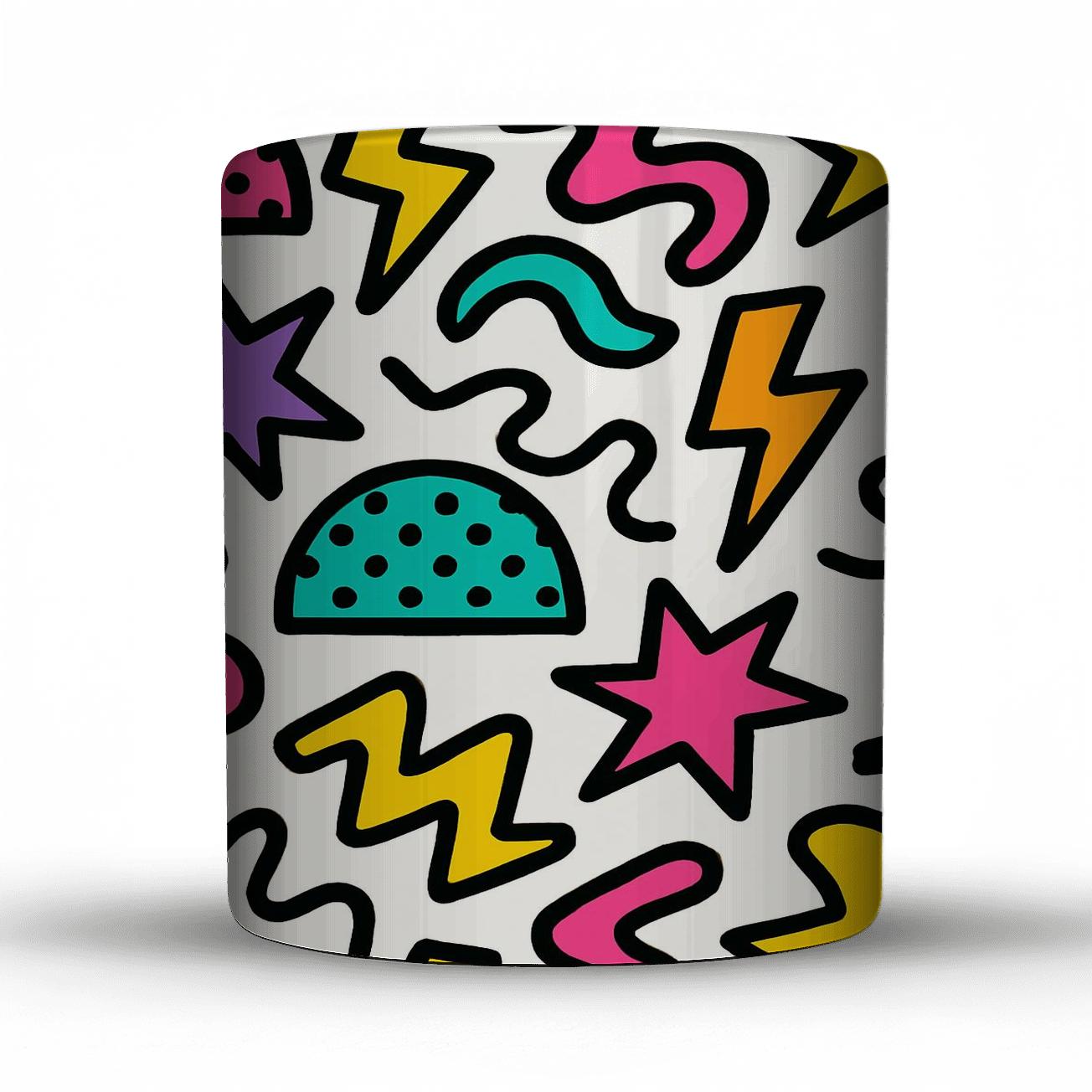 Memphis Comet Confetti Linework insulated thermal mugs