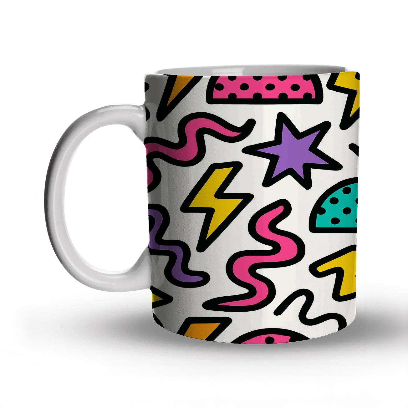Memphis Comet Confetti Linework insulated thermal mugs