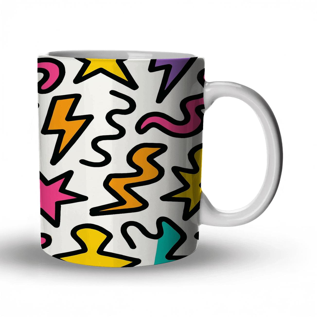 Memphis Comet Confetti Linework insulated thermal mugs