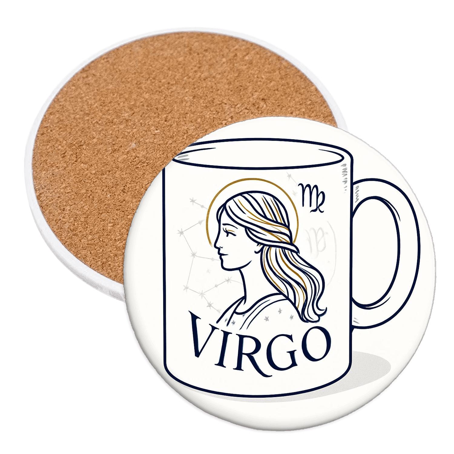 Virgo Celestial Engraving Mug Line Art elegant tabletop coasters